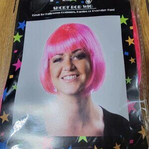 Pink Bob Wig Adult Short Halloween Costume Party Role Play Imagine Team Spirit